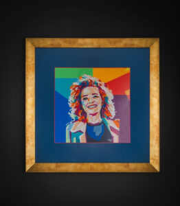 Popart rainbow embroidered portrait